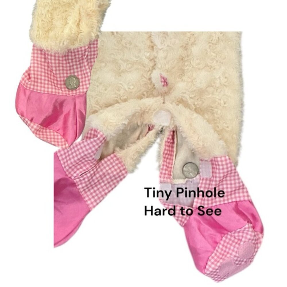 Baby Lamb Costume Jumpsuit Soft Fleece with Headpiece Pink Gingham Rubies 0-6 M - Picture 5 of 16